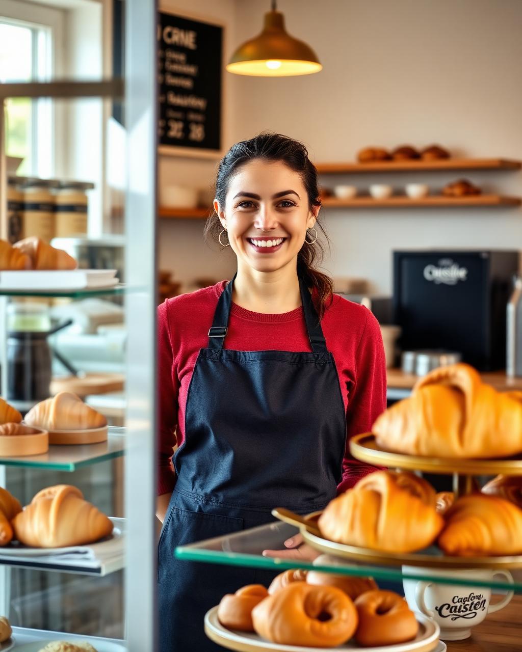 UK small business owner in her bakery